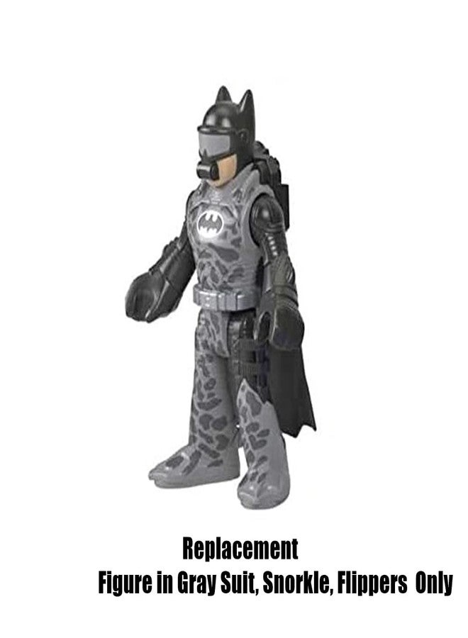 إماجينيكست قطعة غيار من Imaginext لمجموعة ألعاب غواصة باتمان من Fisher-Price DC Super-Friends - GMP49 ~ مجسم باتمان بديل ~ بدلة رمادية ~ أنبوب تنفس ~ زعانف - Image 2